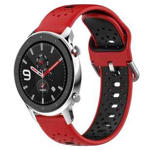 For Amazfit GTR 4 Pro 22mm Breathable Two-Color Silicone Watch Band(Red+Black)