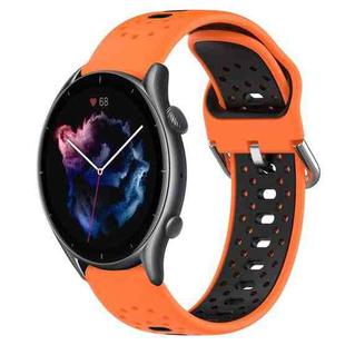 For Amazfit GTR 3 22mm Breathable Two-Color Silicone Watch Band(Orange+Black)