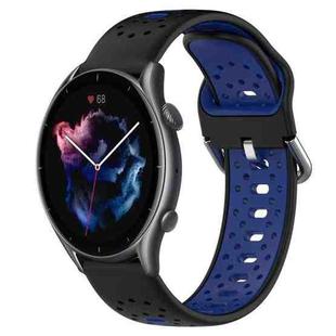 For Amazfit GTR 3 Pro 22mm Breathable Two-Color Silicone Watch Band(Black+Blue)