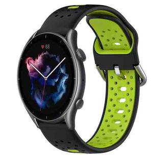 For Amazfit GTR 3 Pro 22mm Breathable Two-Color Silicone Watch Band(Black+Lime Green)