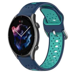 For Amazfit GTR 3 Pro 22mm Breathable Two-Color Silicone Watch Band(Blue+Water Duck)