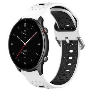 For Amazfit GTR 2e 22mm Breathable Two-Color Silicone Watch Band(White+Black)