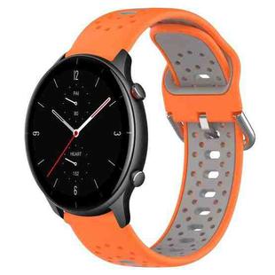 For Amazfit GTR 2e 22mm Breathable Two-Color Silicone Watch Band(Orange+Grey)