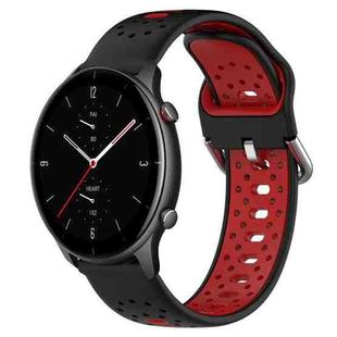 For Amazfit GTR 2e 22mm Breathable Two-Color Silicone Watch Band(Black+Red)