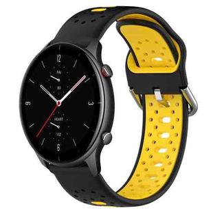 For Amazfit GTR 2e 22mm Breathable Two-Color Silicone Watch Band(Black+Yellow)
