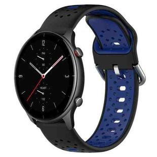 For Amazfit GTR 2e 22mm Breathable Two-Color Silicone Watch Band(Black+Blue)