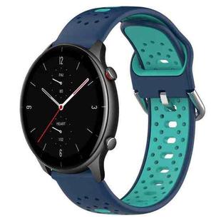 For Amazfit GTR 2e 22mm Breathable Two-Color Silicone Watch Band(Blue+Water Duck)