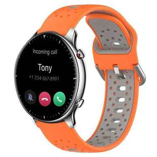 For Amazfit GTR 2 22mm Breathable Two-Color Silicone Watch Band(Orange+Grey)