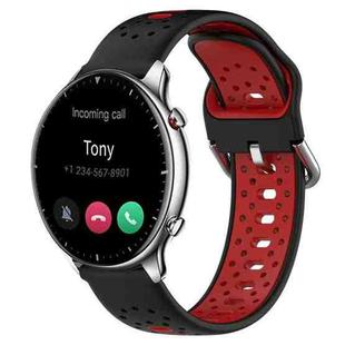For Amazfit GTR 2 22mm Breathable Two-Color Silicone Watch Band(Black+Red)