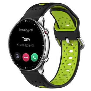 For Amazfit GTR 2 22mm Breathable Two-Color Silicone Watch Band(Black+Lime Green)