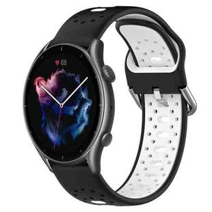 For Amazfit 3 22mm Breathable Two-Color Silicone Watch Band(Black+White)