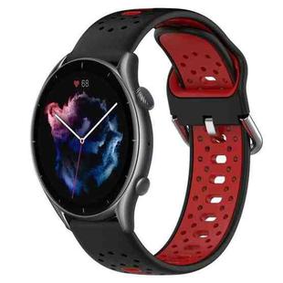 For Amazfit 3 22mm Breathable Two-Color Silicone Watch Band(Black+Red)