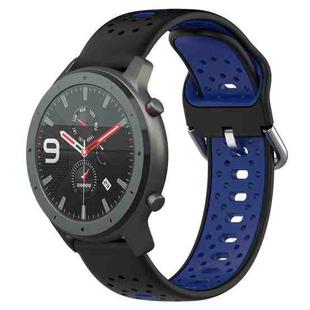 For Amazfit GTR 47mm 22mm Breathable Two-Color Silicone Watch Band(Black+Blue)