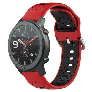 For Amazfit GTR 47mm 22mm Breathable Two-Color Silicone Watch Band(Red+Black)