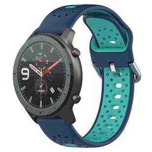 For Amazfit GTR 47mm 22mm Breathable Two-Color Silicone Watch Band(Blue+Water Duck)