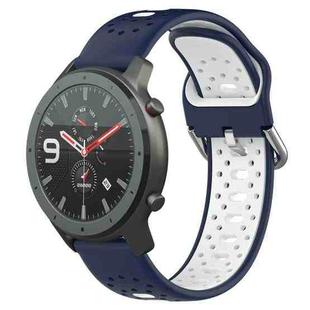 For Amazfit GTR 47mm 22mm Breathable Two-Color Silicone Watch Band(Midnight Blue+White)