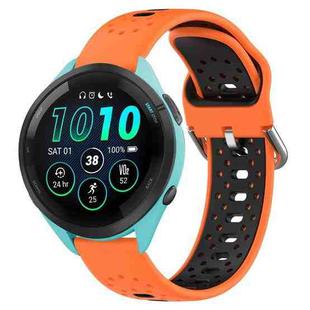 For Garmin Forerunner 265 22mm Breathable Two-Color Silicone Watch Band(Orange+Black)