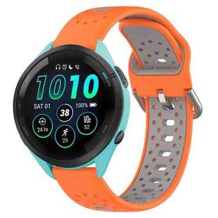 For Garmin Forerunner 265 22mm Breathable Two-Color Silicone Watch Band(Orange+Grey)