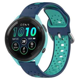 For Garmin Forerunner 265 22mm Breathable Two-Color Silicone Watch Band(Blue+Teal)