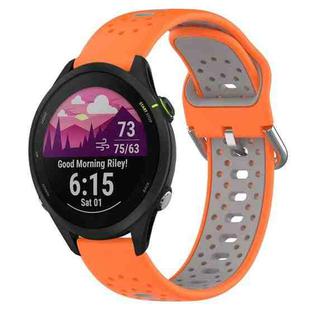 For Garmin Forerunner 255 22mm Breathable Two-Color Silicone Watch Band(Orange+Grey)