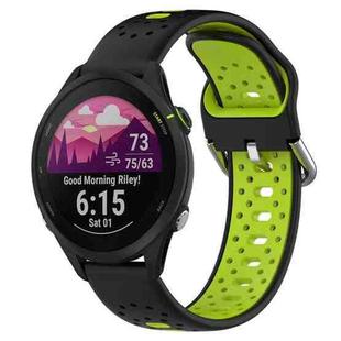 For Garmin Forerunner 255 22mm Breathable Two-Color Silicone Watch Band(Black+Lime Green)