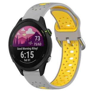 For Garmin Forerunner 255 22mm Breathable Two-Color Silicone Watch Band(Grey+Yellow)