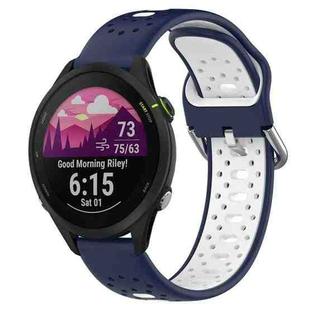 For Garmin Forerunner 255 22mm Breathable Two-Color Silicone Watch Band(Midnight Blue+White)