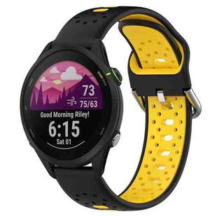 For Garmin Forerunner 255 Music 22mm Breathable Two-Color Silicone Watch Band(Black+Yellow)