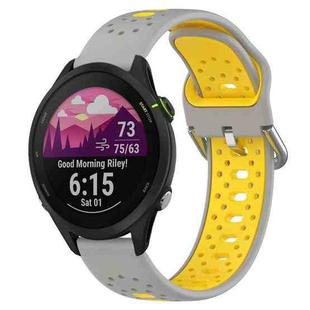 For Garmin Forerunner 255 Music 22mm Breathable Two-Color Silicone Watch Band(Grey+Yellow)