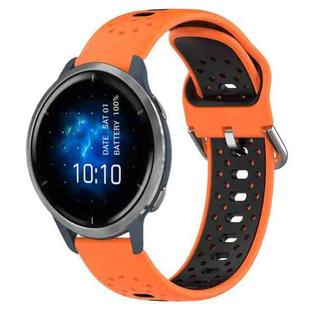 For Garmin Venu 2 22mm Breathable Two-Color Silicone Watch Band(Orange+Black)