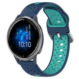 For Garmin Venu 2 22mm Breathable Two-Color Silicone Watch Band(Blue+Teal)