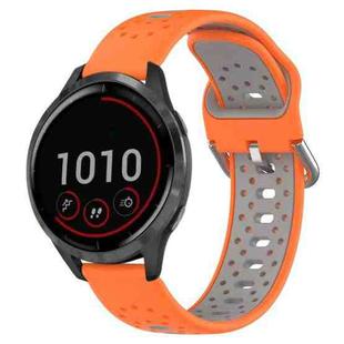 For Garmin Vivoactive 4 22mm Breathable Two-Color Silicone Watch Band(Orange+Grey)