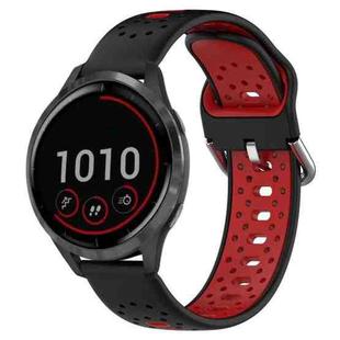 For Garmin Vivoactive 4 22mm Breathable Two-Color Silicone Watch Band(Black+Red)