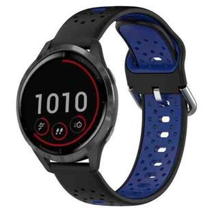 For Garmin Vivoactive 4 22mm Breathable Two-Color Silicone Watch Band(Black+Blue)