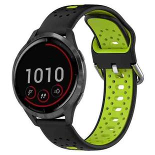 For Garmin Vivoactive 4 22mm Breathable Two-Color Silicone Watch Band(Black+Lime Green)