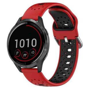 For Garmin Vivoactive 4 22mm Breathable Two-Color Silicone Watch Band(Red+Black)