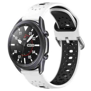 For Samsung Galaxy Watch3 45mm 22mm Breathable Two-Color Silicone Watch Band(White+Black)