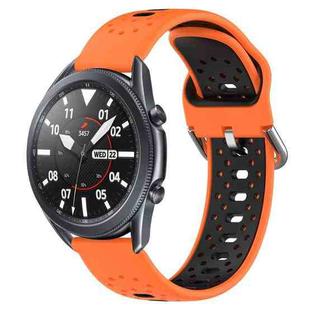 For Samsung Galaxy Watch3 45mm 22mm Breathable Two-Color Silicone Watch Band(Orange+Black)