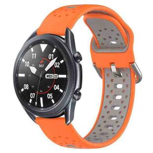 For Samsung Galaxy Watch3 45mm 22mm Breathable Two-Color Silicone Watch Band(Orange+Grey)