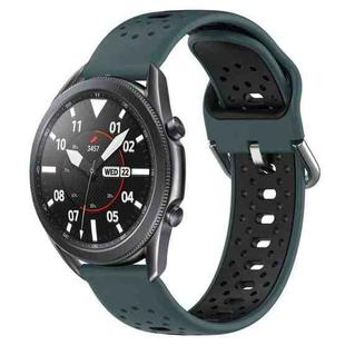 For Samsung Galaxy Watch3 45mm 22mm Breathable Two-Color Silicone Watch Band(Olive Green+Black)