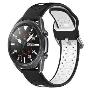 For Samsung Galaxy Watch3 45mm 22mm Breathable Two-Color Silicone Watch Band(Black+White)