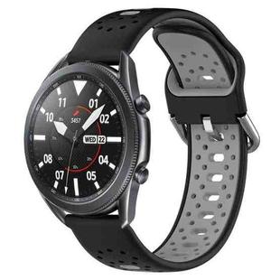 For Samsung Galaxy Watch3 45mm 22mm Breathable Two-Color Silicone Watch Band(Black+Grey)