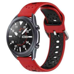 For Samsung Galaxy Watch3 45mm 22mm Breathable Two-Color Silicone Watch Band(Red+Black)