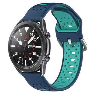 For Samsung Galaxy Watch3 45mm 22mm Breathable Two-Color Silicone Watch Band(Blue+Teal)