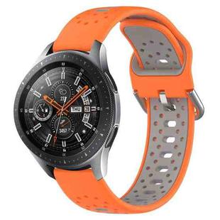 For Samsung Galaxy Watch 46mm 22mm Breathable Two-Color Silicone Watch Band(Orange+Grey)