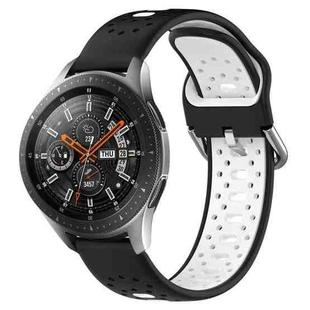For Samsung Galaxy Watch 46mm 22mm Breathable Two-Color Silicone Watch Band(Black+White)