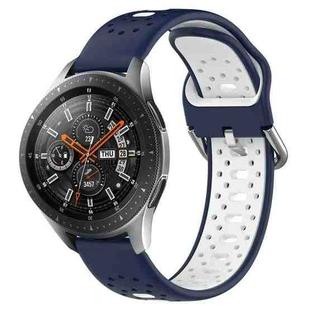 For Samsung Galaxy Watch 46mm 22mm Breathable Two-Color Silicone Watch Band(Midnight Blue+White)