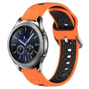 For Samsung Gear S3 Classic 22mm Breathable Two-Color Silicone Watch Band(Orange+Black)