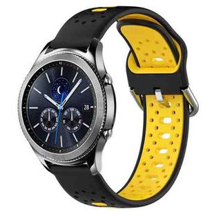 For Samsung Gear S3 Classic 22mm Breathable Two-Color Silicone Watch Band(Black+Yellow)