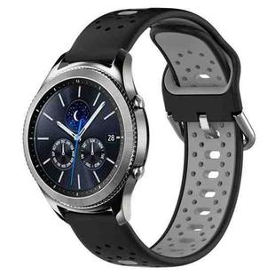 For Samsung Gear S3 Classic 22mm Breathable Two-Color Silicone Watch Band(Black+Grey)